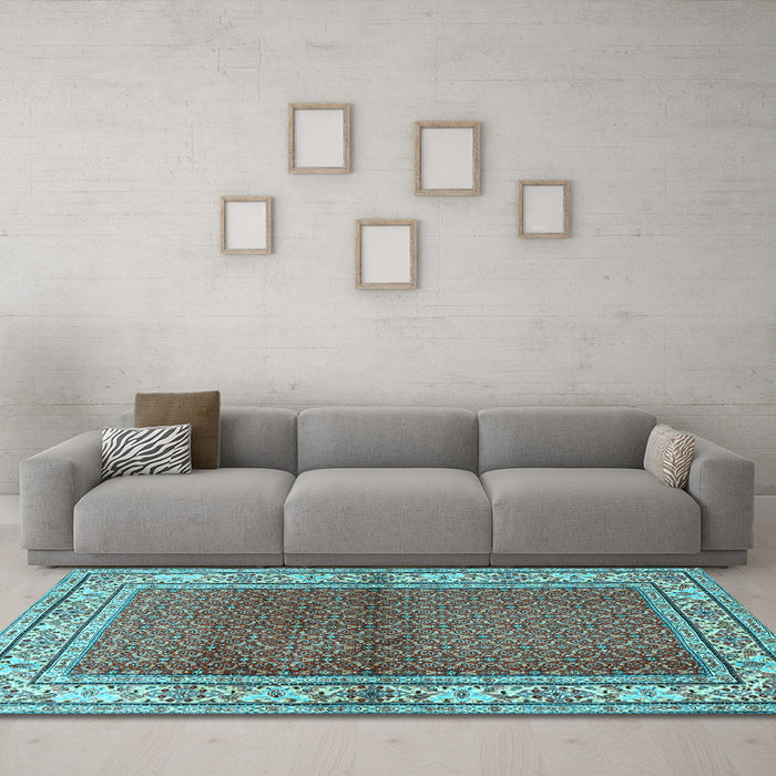Machine Washable Persian Light Blue Traditional Rug in a Living Room, wshtr1422lblu