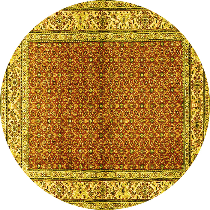 Round Machine Washable Persian Yellow Traditional Rug, wshtr1422yw