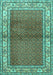 Machine Washable Persian Turquoise Traditional Area Rugs, wshtr1422turq