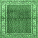 Square Machine Washable Persian Emerald Green Traditional Area Rugs, wshtr1422emgrn