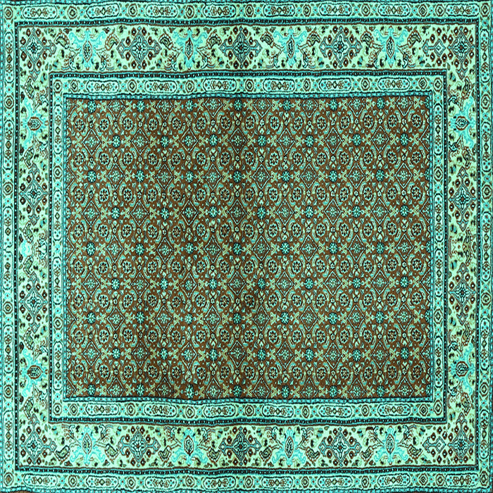 Square Machine Washable Persian Turquoise Traditional Area Rugs, wshtr1422turq