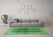 Machine Washable Persian Emerald Green Traditional Area Rugs in a Living Room,, wshtr1422emgrn