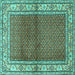 Square Persian Turquoise Traditional Rug, tr1422turq