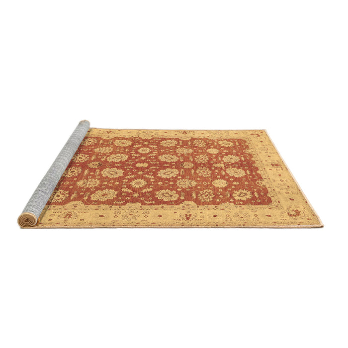Sideview of Machine Washable Oriental Brown Traditional Rug, wshtr1423brn
