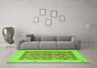 Machine Washable Oriental Green Traditional Area Rugs in a Living Room,, wshtr1423grn