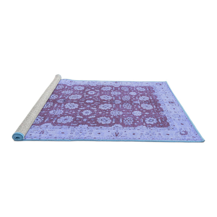 Sideview of Machine Washable Oriental Blue Traditional Rug, wshtr1423blu