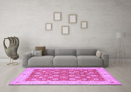 Machine Washable Oriental Purple Traditional Area Rugs in a Living Room, wshtr1423pur