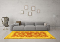 Machine Washable Oriental Yellow Traditional Rug, wshtr1423yw