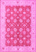 Machine Washable Oriental Pink Traditional Rug, wshtr1423pnk