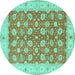 Round Oriental Turquoise Traditional Rug, tr1423turq