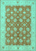 Machine Washable Oriental Turquoise Traditional Area Rugs, wshtr1423turq