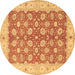 Round Machine Washable Oriental Brown Traditional Rug, wshtr1423brn