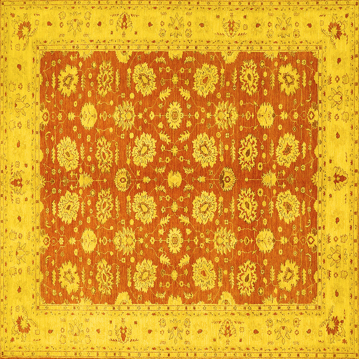 Square Machine Washable Oriental Yellow Traditional Rug, wshtr1423yw