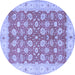 Round Oriental Blue Traditional Rug, tr1423blu