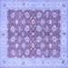 Square Machine Washable Oriental Blue Traditional Rug, wshtr1423blu