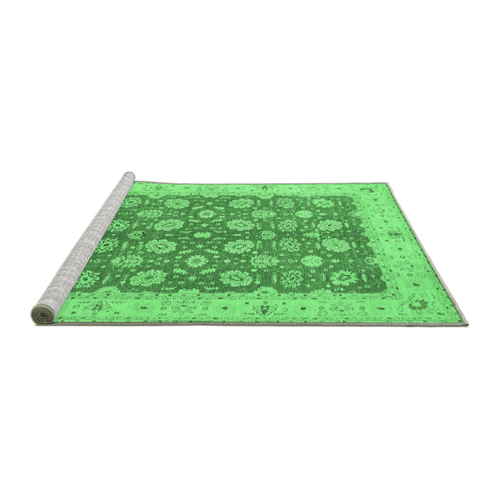Sideview of Machine Washable Oriental Emerald Green Traditional Area Rugs, wshtr1423emgrn