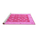 Sideview of Machine Washable Oriental Pink Traditional Rug, wshtr1423pnk