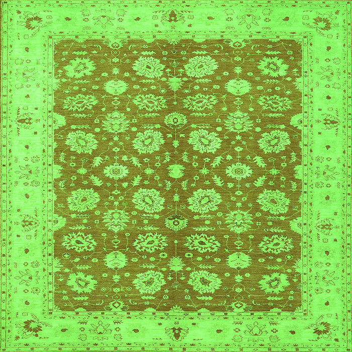Round Machine Washable Oriental Green Traditional Area Rugs, wshtr1423grn