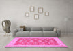 Machine Washable Oriental Pink Traditional Rug in a Living Room, wshtr1423pnk