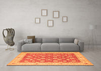 Machine Washable Oriental Orange Traditional Rug, wshtr1423org