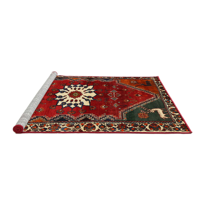 Sideview of Machine Washable Traditional Tomato Red Rug, wshtr1424