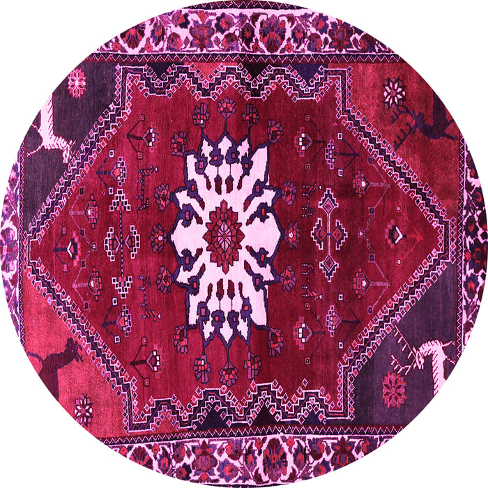 Round Machine Washable Persian Pink Traditional Rug, wshtr1424pnk