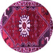 Round Machine Washable Persian Pink Traditional Rug, wshtr1424pnk