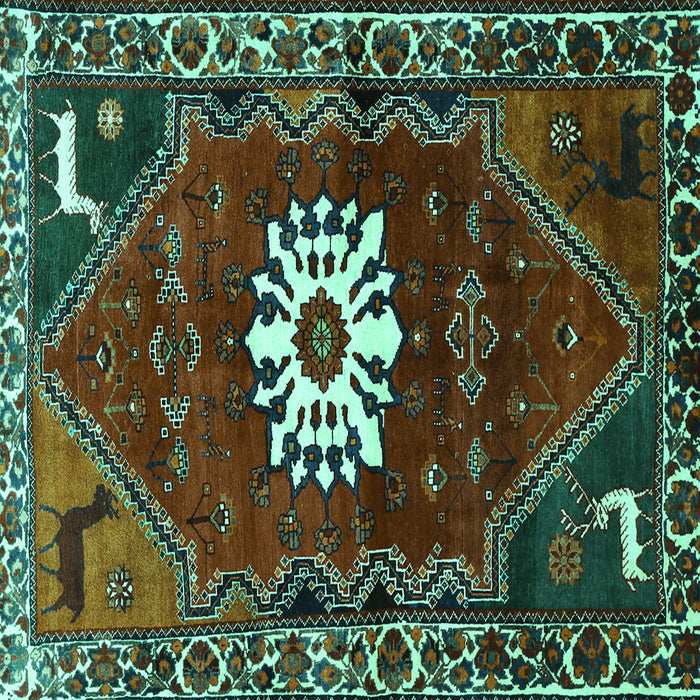 Square Persian Turquoise Traditional Rug, tr1424turq