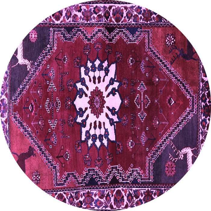 Round Machine Washable Persian Purple Traditional Area Rugs, wshtr1424pur