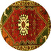 Round Persian Yellow Traditional Rug, tr1424yw