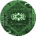 Round Persian Emerald Green Traditional Rug, tr1424emgrn