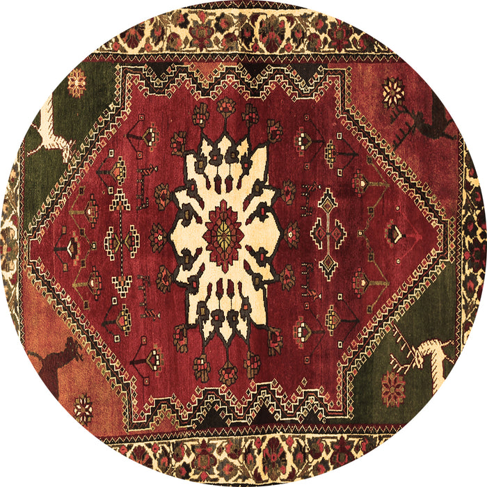 Round Persian Brown Traditional Rug, tr1424brn