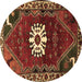 Round Persian Brown Traditional Rug, tr1424brn