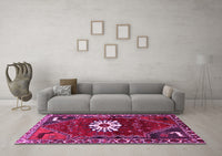 Machine Washable Persian Pink Traditional Rug, wshtr1424pnk