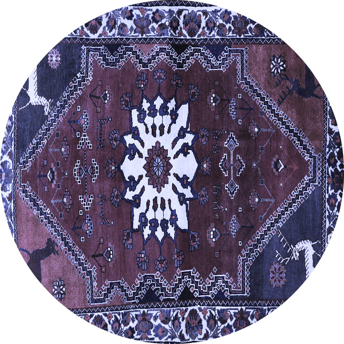 Round Machine Washable Persian Blue Traditional Rug, wshtr1424blu