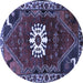 Round Machine Washable Persian Blue Traditional Rug, wshtr1424blu