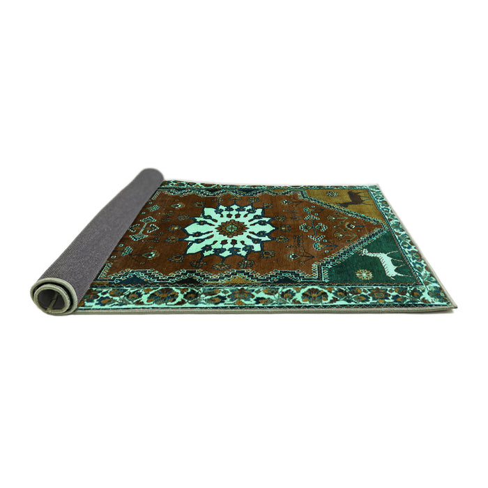 Sideview of Persian Turquoise Traditional Rug, tr1424turq