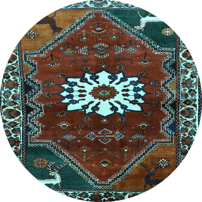 Round Persian Light Blue Traditional Rug, tr1424lblu