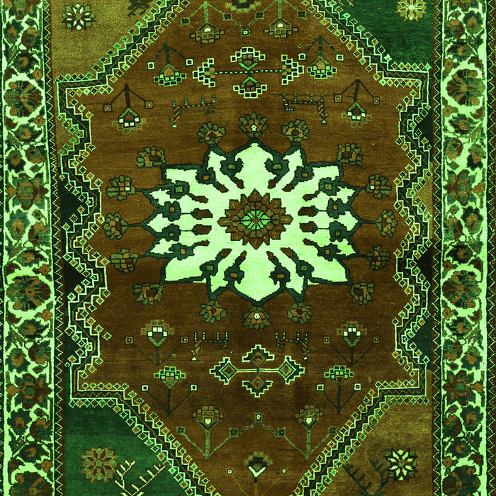 Serging Thickness of Machine Washable Persian Green Traditional Area Rugs, wshtr1424grn