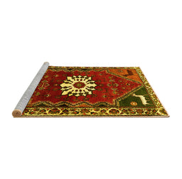 Sideview of Machine Washable Persian Yellow Traditional Rug, wshtr1424yw