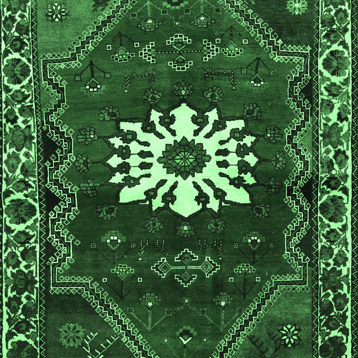 Machine Washable Persian Emerald Green Traditional Area Rugs, wshtr1424emgrn