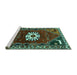 Sideview of Machine Washable Persian Turquoise Traditional Area Rugs, wshtr1424turq