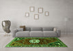 Machine Washable Persian Green Traditional Area Rugs in a Living Room,, wshtr1424grn