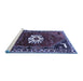 Sideview of Machine Washable Persian Blue Traditional Rug, wshtr1424blu