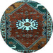 Round Machine Washable Persian Light Blue Traditional Rug, wshtr1424lblu