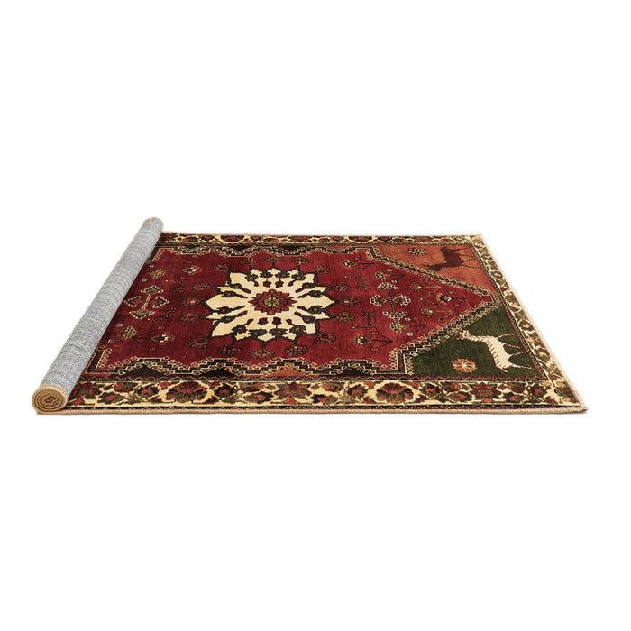 Sideview of Machine Washable Persian Brown Traditional Rug, wshtr1424brn