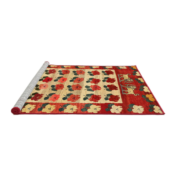 Sideview of Machine Washable Traditional Red Rug, wshtr1425