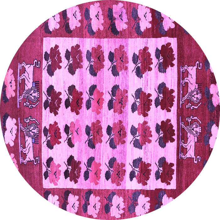 Round Persian Purple Traditional Rug, tr1425pur