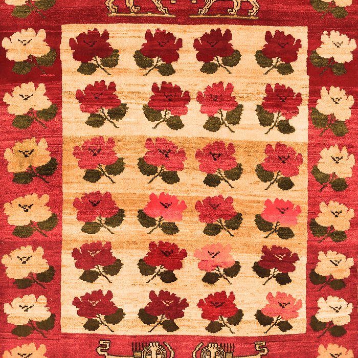 Serging Thickness of Machine Washable Persian Orange Traditional Area Rugs, wshtr1425org