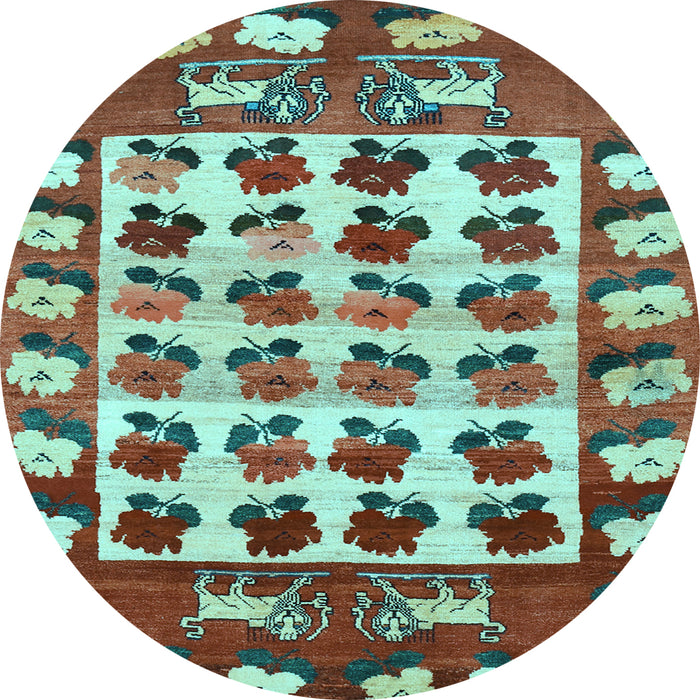 Round Machine Washable Persian Light Blue Traditional Rug, wshtr1425lblu